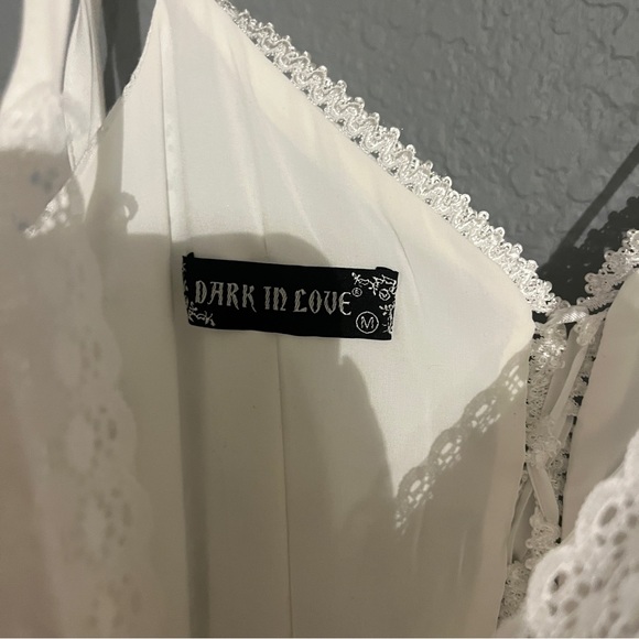 Dark in Love white eyelet high low midi dress w cross charm - Picture 6 of 6